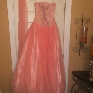Peach gown w/chiffon bottom
